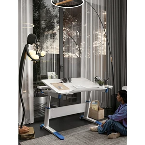Creo Mobili Sirius Simple Erkek Çocuk Çalışma Masası Yükseklik Ayarlı Eğimli Ders Çalışma Masası - 120x75 Cm, Beyaz/Mavi
