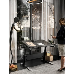 Creo Mobili Sirius Simple Modern Ofis Masası Yüksekliği Ayarlanabilir Ofis Ev Çalışma Masası - 120x75 Cm, Antrasit/Gri