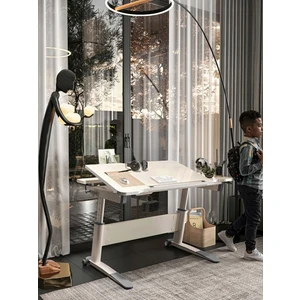 Creo Mobili Sirius Simple Ergonomik Çocuk Masası Yükseklik Ayarlı ve Eğimli Modern Masa - 120x75 Cm, Ekru/Gri