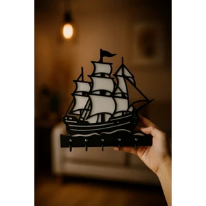 Gemi Figürlü Duvar Anahtarlık Askısı