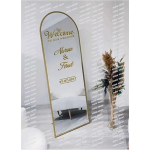 Altın Sarısı (Gold) Düğün Nişan Söz Kına Doğum Günü Ayna Yazısı 40CM Organizasyon Sticker