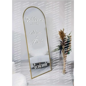 Beyaz Düğün Nişan Söz Kına Doğum Günü Ayna Yazısı 40CM Organizasyon Sticker