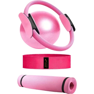 Lüx Pilates Seti 4 Parça 25CM Top 6mm Pilates Matı Squad Band ve Pilates Çemberi Egzersiz Seti