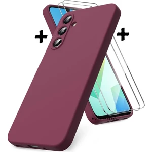 Samsung Galaxy S25 Fe Kılıf Kamera Korumalı Renkli Yumuşak Mat Silikon + 9h Ekran Koruyucu Cam Set 2in1