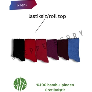 6 Çift Kadın Dikişsiz Lastiksiz Bambu Soket Çorap