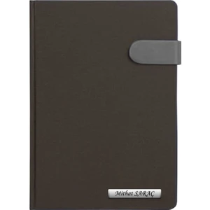 Kişiye Özel 2026 Tarihli Mıknatıs Kilitli Gri Patlı Ajanda ve Kalem Seti