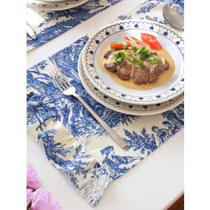 Premium 2'li Fırfırlı & Fransız Köylüleri Desenli Kumaş Amerikan Servis Seti - Vintage ve Şık Set