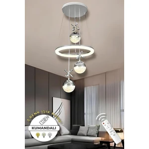 Kerasus Krom Kumandalı 3 Renk Modern Sarkıt LED Avize