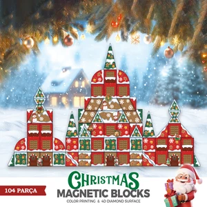 104 Parça Yılbaşı Kar Temalı Manyetik Bloklar Dıy Oyun Seti