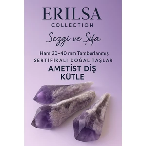 Tesbih Atölyesi Sertifikalı Doğal Ametist Diş Kütle 30-40 mm – Sezgi ve Şifa Taşı