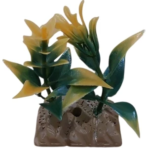 Akvaryum Yapay Bitki Süsü Kardelya Oranj 8 cm