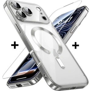 iPhone 17 Pro Max Kılıf Magsafe Manyetik Kamera Lens Cam Korumalı + Kırılmaz Ekran Cam Koruyucu Set