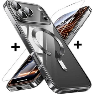 iPhone 17 Pro Max Kılıf Magsafe Manyetik Kamera Lens Cam Korumalı + Kırılmaz Ekran Cam Koruyucu Set