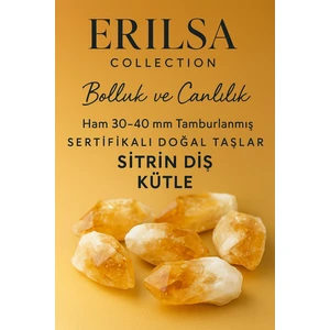 Tesbih Atölyesi Sertifikalı Doğal Sitrin Diş Kütle 30-40 mm – Bolluk ve Canlılık Taşı