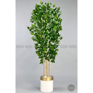 Yapay Benjamin Ağacı 170CM Krem Metal Saksıda Gold