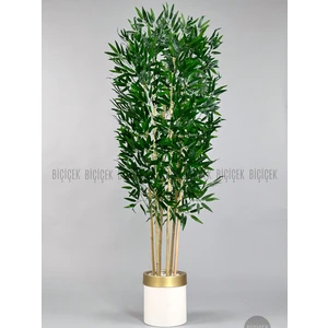 Yapay Bambu Ağacı 170CM Krem Metal Saksıda Gold