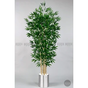 Yapay Bambu Ağacı 170CM Gümüş Metal Saksıda
