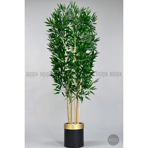 Yapay Bambu Ağacı 170CM Siyah Metal Saksıda Gold