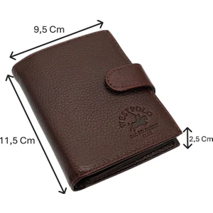 Bozuk Para Kağıt Para ve Bol Kart Bölmeli Hakiki Flötr Deri Patlı Erkek Cüzdanı-Kahverengi