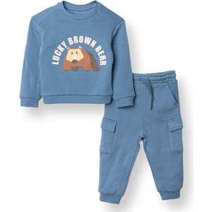 Hellobaby Erkek Bebek Eşofman Takımı Bisiklet Yaka Uzun Kol Ribanalı Paça