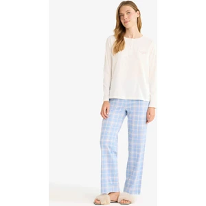 Pijama Takımı Regular Fit Uzun Kollu Üst Kareli Uzun Alt-Fall in Love G0225AX25AU