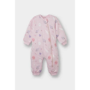 Kız Bebek 1,6 Tog Elyaf Desenli Fermuarlı Uzun Kollu Tulum