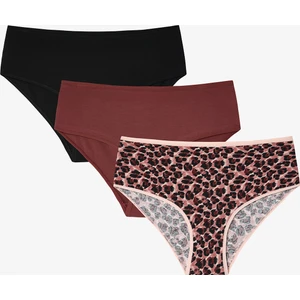 Leopar Desenli Crispy Leo 3'lü Yüksek Bel Külot