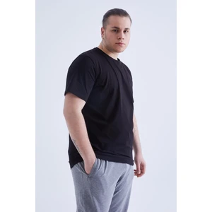 Tommy Life Siyah Basic Kısa Kol O Yaka Büyük Beden Erkek T-Shirt - 88072