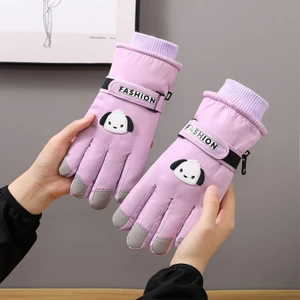 Beyaz Sevimli Pacha Köpek Elnleri Sonbahar ve Kış Sıcak Dokunmatik Ekran Soğuk Geçirmez Su Geçirmez Artı Kadife Kalın Dış Mekan Bisiklet Elnleri (Yurt Dışından)