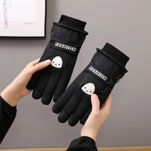 Beyaz Sevimli Pacha Köpek Elnleri Sonbahar ve Kış Sıcak Dokunmatik Ekran Soğuk Geçirmez Su Geçirmez Artı Kadife Kalın Dış Mekan Bisiklet Elnleri (Yurt Dışından)