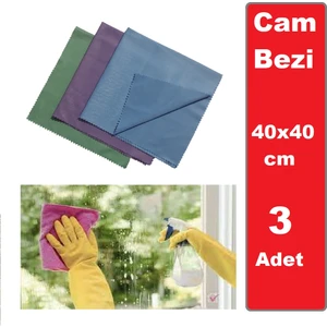 Mikrofiber Cam Bezi 40X40CM 3'lü Set 