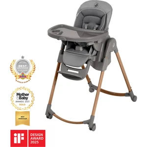 Minla Plus 6'sı Bir Arada Ahşap Görünümlü 4 Tekerlekli Mama Sandalyesi Elegance Graphite