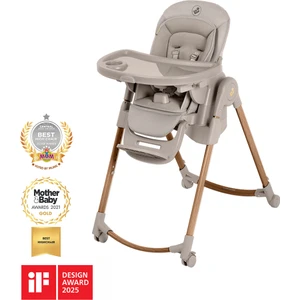 Minla Plus 6'sı Bir Arada Ahşap Görünümlü 4 Tekerlekli Mama Sandalyesi Beige