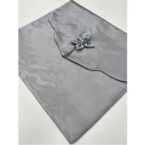 Inci Işlemeli Monaray Parlak Saten Lüks Zarf Bohça Gri Renkli Şık Tasarım