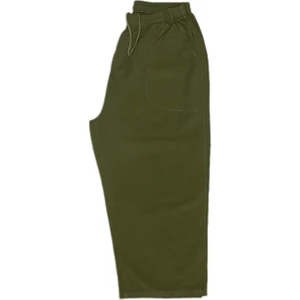 %100 Pamuk, Keten Kumaştan Beli Lastikli ve Bağcıklı Kapri Pantolon(Solma ve Çekme Yapmaz)