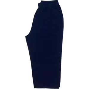 %100 Pamuk, Keten Kumaştan Beli Lastikli ve Bağcıklı Kapri Pantolon(Solma ve Çekme Yapmaz)