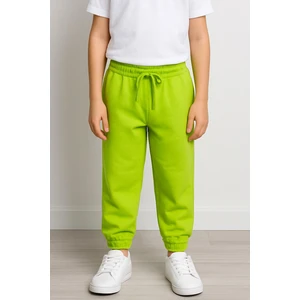 Lastikli Rahat Kesim Cepli Erkek ve Kız Çocuk Unisex Eşofman Altı Fıstık Yeşili