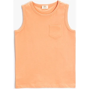 Erkek Çocuk Cep Detaylı Bisiklet Yaka Atlet Pamuklu