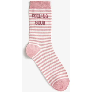 Çizgili Baskili Kadin Çorap