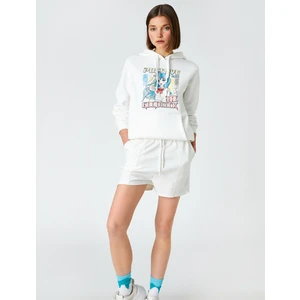 Manga Baskılı Sweatshirt Kapüşonlu Uzun Kollu