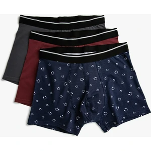 Desenli Pamuklu Basic 3'lü Boxer Seti