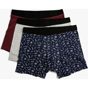 Desenli Pamuklu Basic 3'lü Boxer Seti