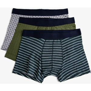 Erkek Pamuklu Desenli Basic 3'lü Boxer Seti