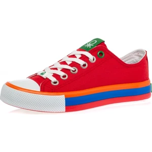 Kırmızı 2 cm Keten Kadın Spor Ayakkabı