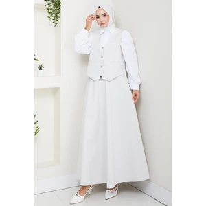 Ikili Gabardin Yelek Etek Takım 1400 - Gri