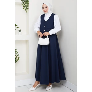 Ikili Gabardin Yelek Etek Takım 1400  - Lacivert