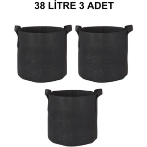 Grow Wizard Kumaş Saksı Pot 38 Litre 3 Adet