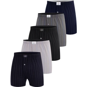 Premium 5'li Çizgili Erkek Boxer - %100 Pamuk, Ultra Yumuşak Kumaş, Rahat Kalıp, Etiketsiz ve Kaliteli Boxer, Hediye Kutulu Günlük Erkek Iç Giyim