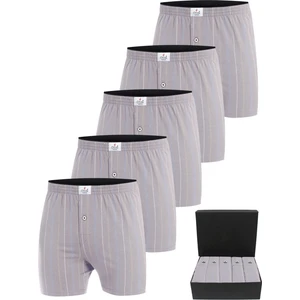 Premium 5'li Çizgili Erkek Boxer - %100 Pamuk, Ultra Yumuşak Kumaş, Rahat Kalıp, Etiketsiz ve Kaliteli Boxer, Hediye Kutulu Günlük Erkek Iç Giyim