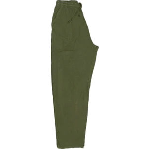 %100 Pamuk, Keten Kumaştan Beli Lastikli ve Bağcıklı Erkek Pantolon(Solma ve Çekme Yapmaz)